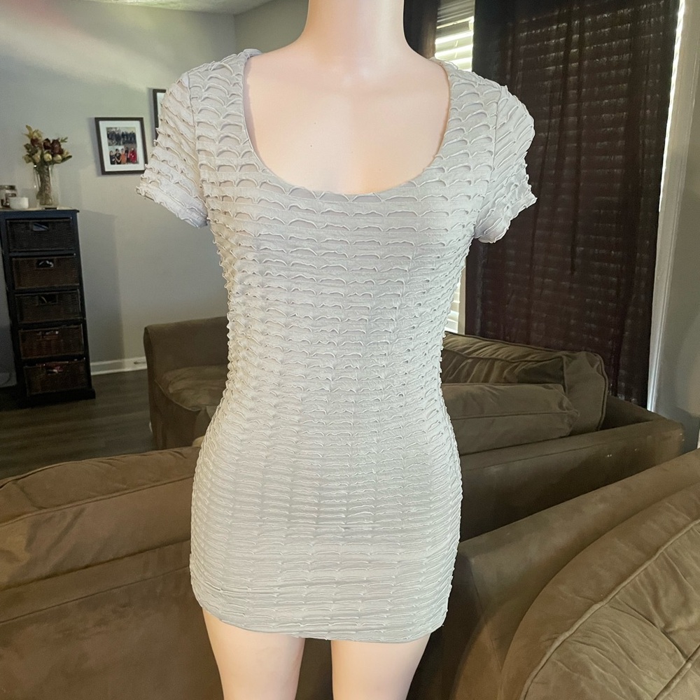 Xai Elegant Gray Textured Women's Dress size small stretchy comfy